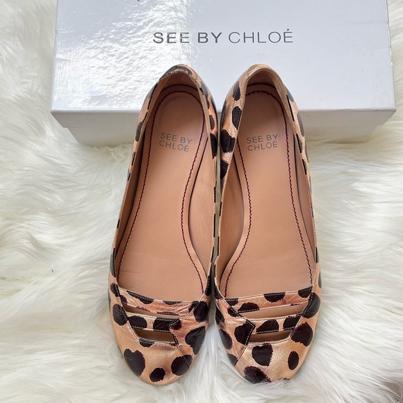 See By Chloe Shoes - See By Chloé Leopard-Spot Ballet Flats in Tan and Black - Size 36